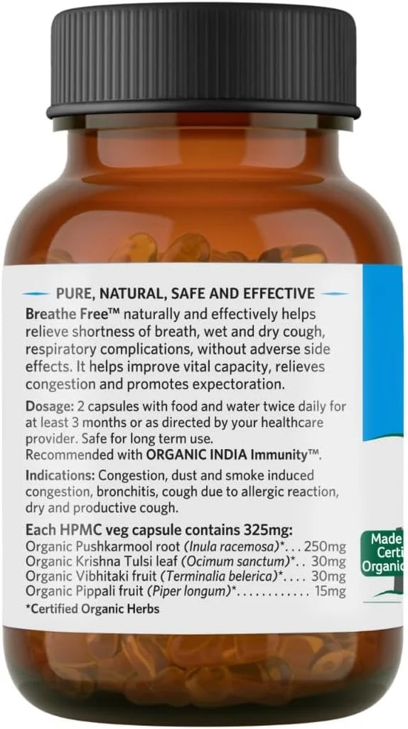 بطری 60 عددی کپسول تنفس راحت ارگانیک ایندیا