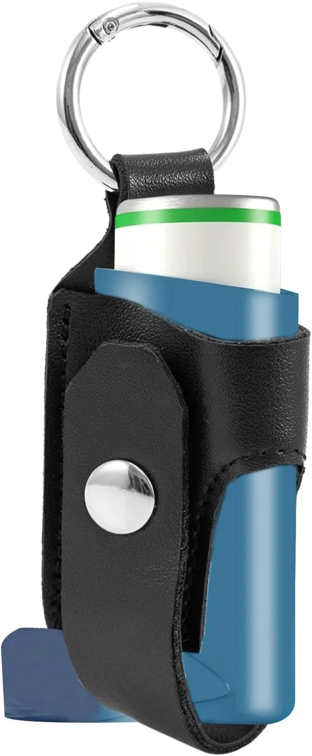 جا اینهالر آسم چرمی PU، جا موبایلی مسافرتی برای بزرگسالان و کودکان، کیف حمل با گیره کارابین، اینهالر شامل نمی شود