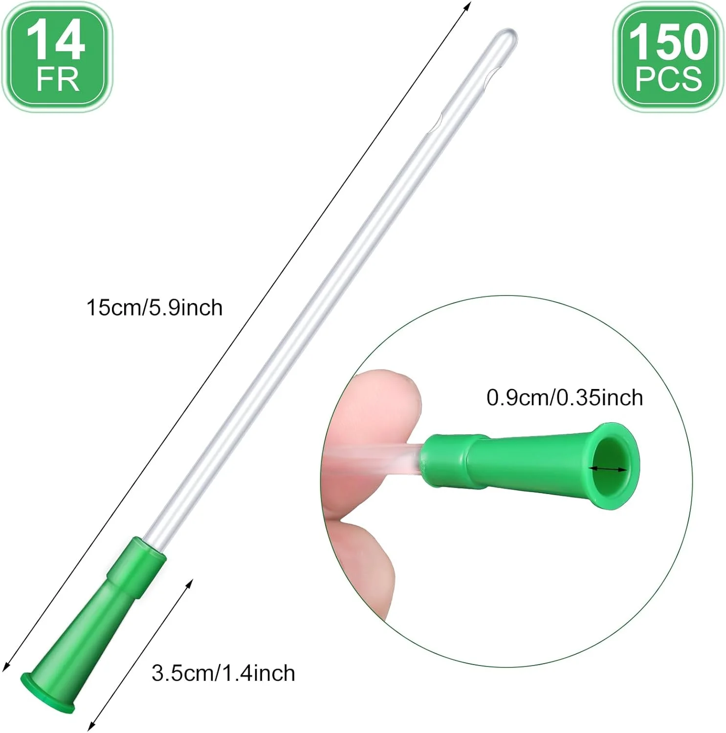 مجموعه 150 عددی لوله های جایگزین PVC، لوله های شفاف با انتهای گرد انعطاف پذیر برای درج آسان (14 Fr)