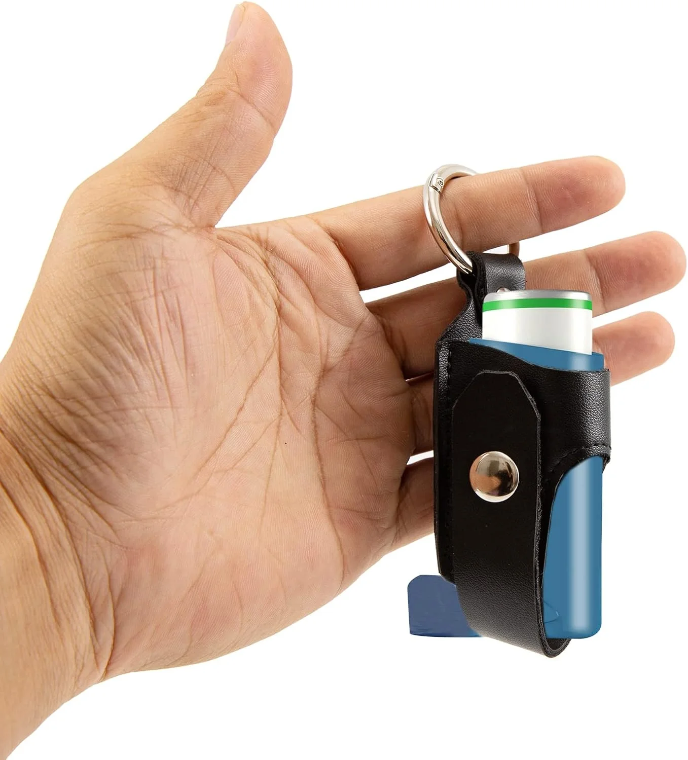 جا اینهالر آسم چرمی PU، جا موبایلی مسافرتی برای بزرگسالان و کودکان، کیف حمل با گیره کارابین، اینهالر شامل نمی شود