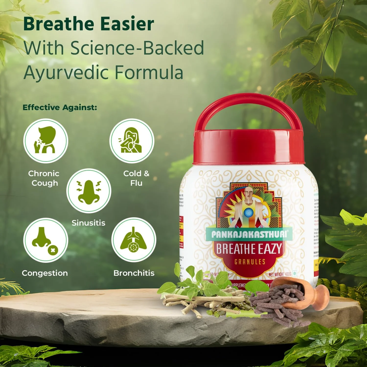 گرانول های گیاهی پانکاجاکاستوری Breathe Eazy - برای اختلالات تنفسی - 400 گرمی توسط پانکاجاکاستوری هربالز