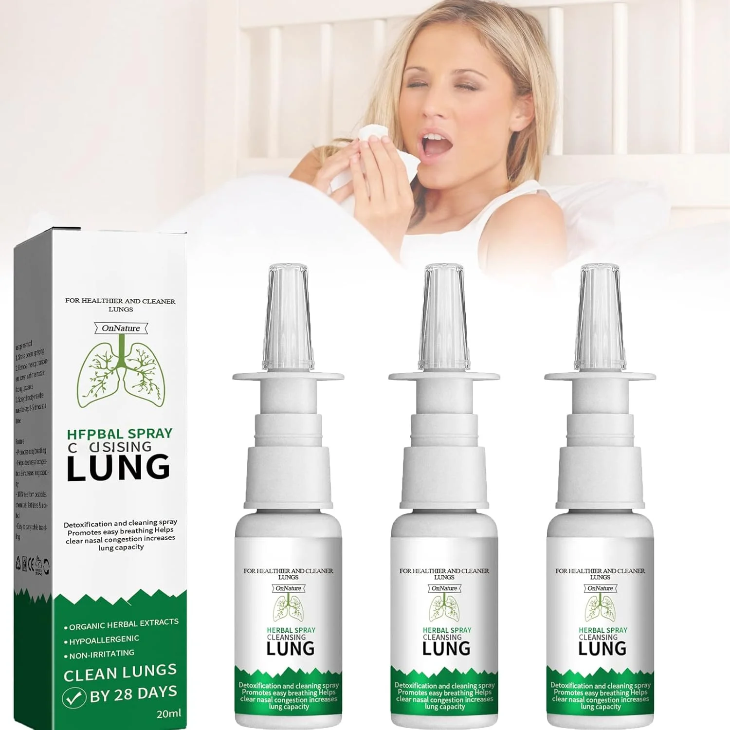 اسپری بینی پاک کننده و ترمیم کننده ریه گیاهی ارگانیک OnNature PRO، 20 میلی لیتر، اسپری بینی پاک کننده ریه OnNatural، اسپری پاک کننده گیاهی سموم ریه، برای حفظ سلامتی شما (3 عدد)