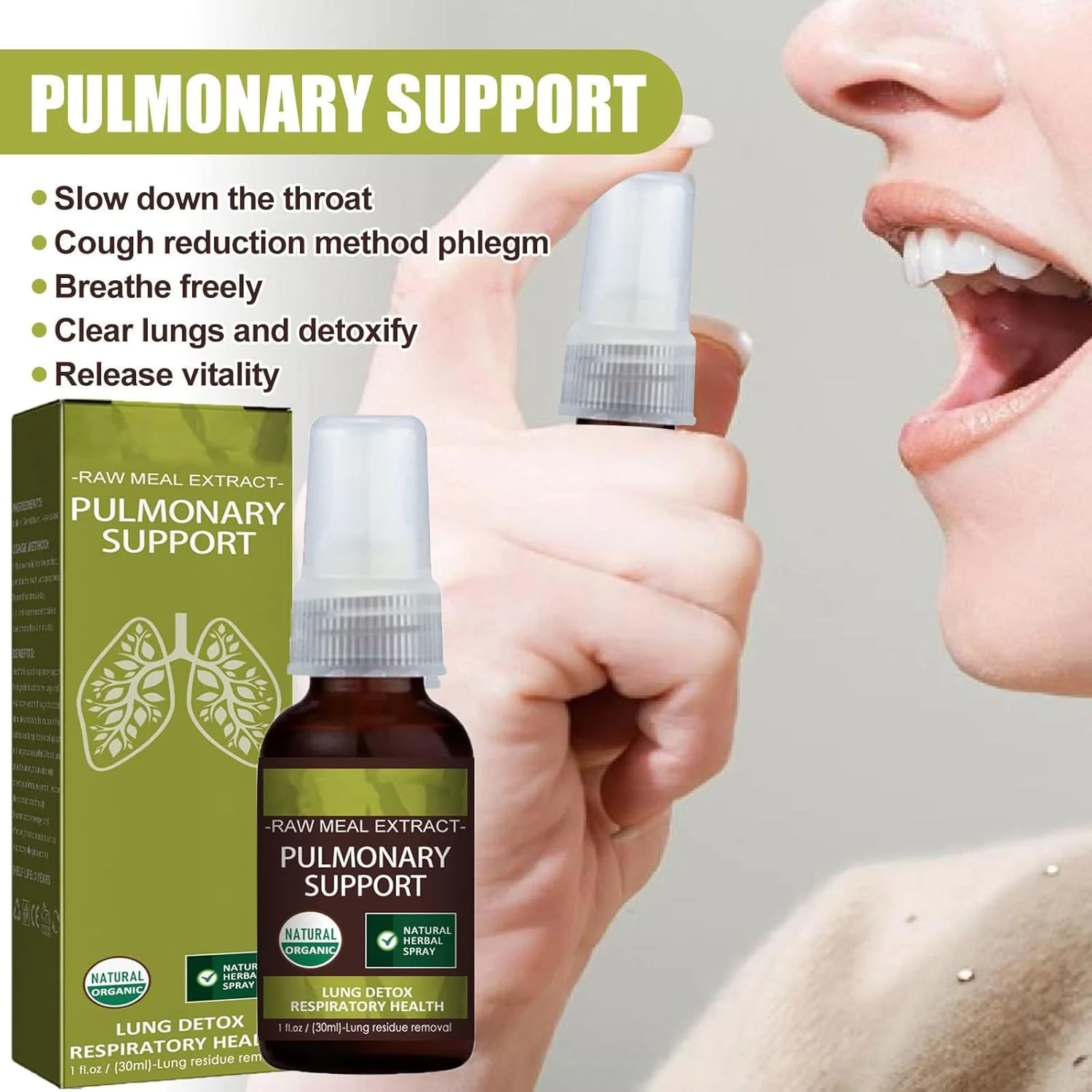 اسپری گیاهی طبیعی برای پشتیبانی از ریه و تنفس، اسپری پاک کننده گیاهی ریه، عصاره سلامت ریه گیاهی (1 عدد) اسپری گیاهی طبیعی برای پشتیبانی از ریه و تنفس، اسپری پاک کننده گیاهی ریه، عصاره سلامت ریه گیاهی (1 عدد)