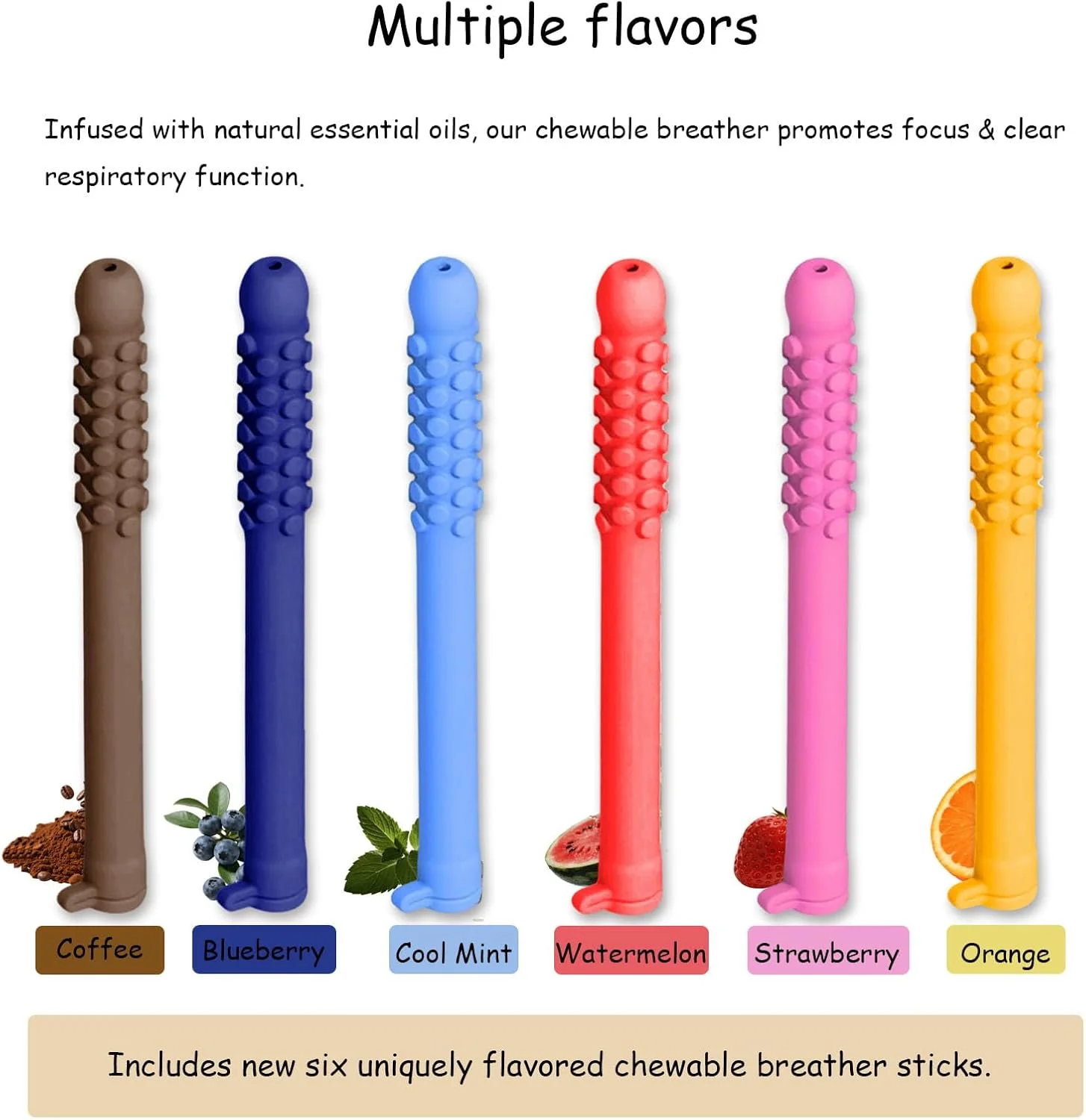 خوشبو کننده دهان جویدنی با طعم جدید حاوی روغن های ضروری، قابل استفاده در هر مکان، افزایش تمرکز و پاکسازی سیستم تنفسی (6 عدد)