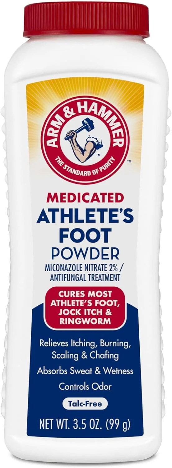 پودر پا آرم اند همر برای ورزشکاران - درمان ضد قارچ پا با جوش شیرین - تسکین دهنده خارش، سوزش و بو - فرمول اثبات شده بالینی - 99 گرم