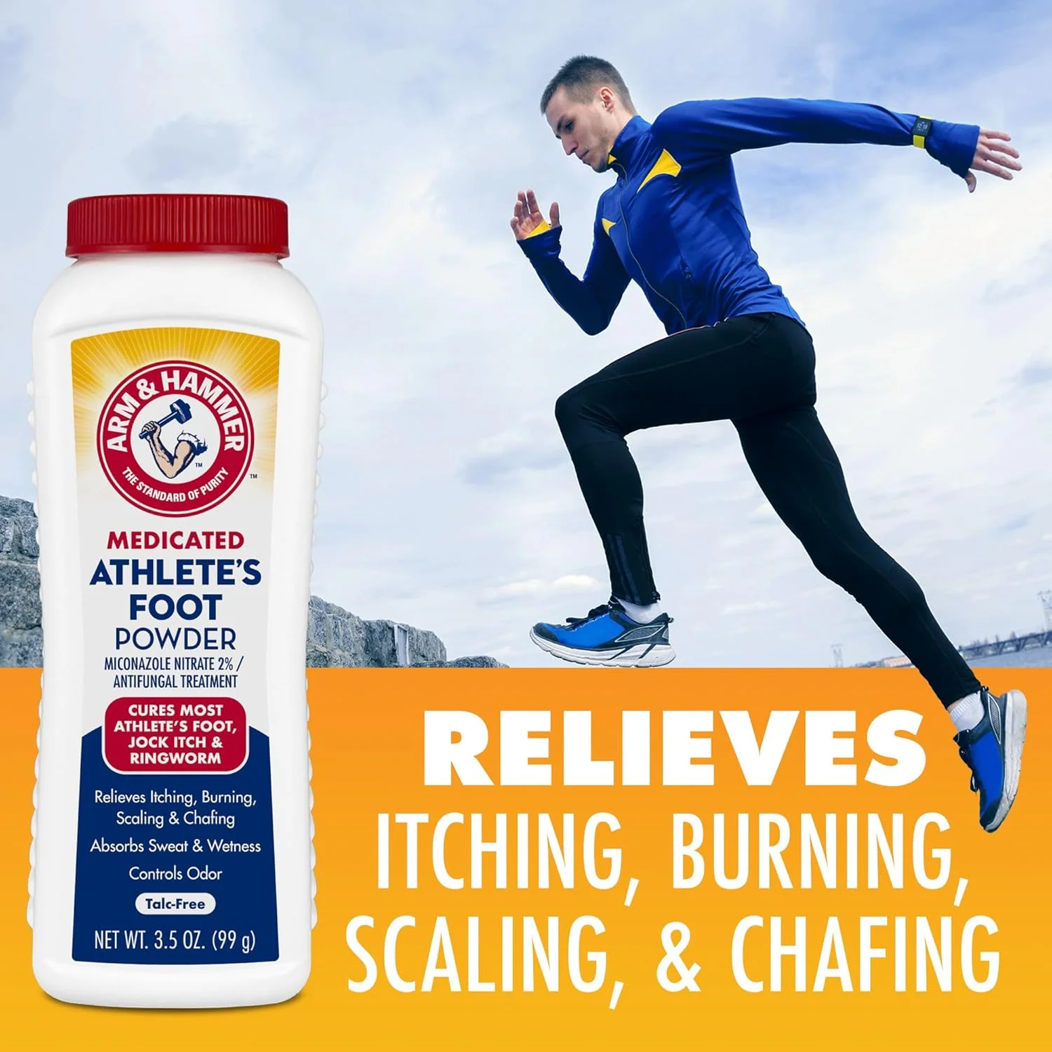 پودر پا آرم اند همر برای ورزشکاران - درمان ضد قارچ پا با جوش شیرین - تسکین دهنده خارش، سوزش و بو - فرمول اثبات شده بالینی - 99 گرم