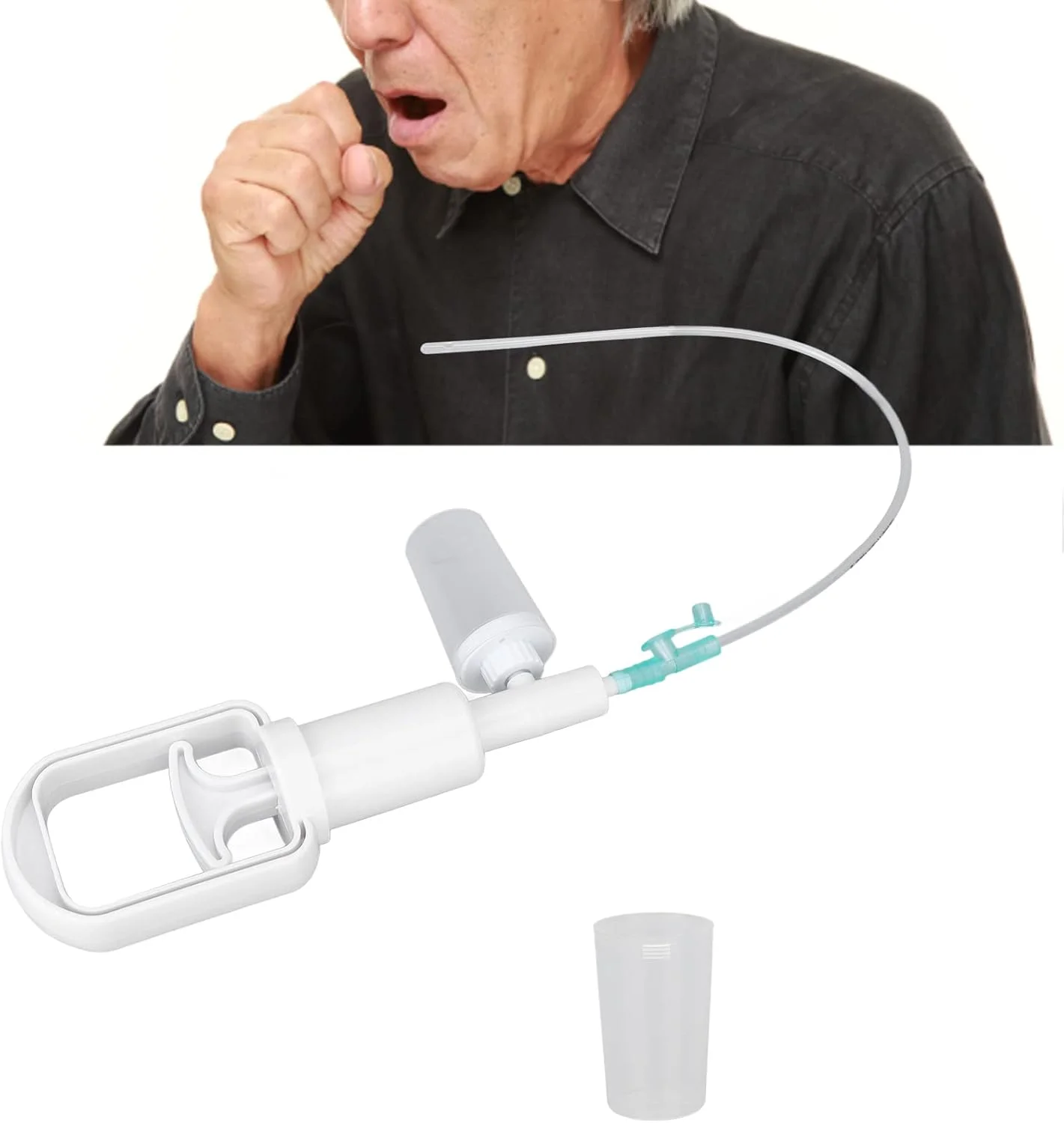 پمپ مکش مخاط، پمپ مکش دستی شفاف و قابل حمل خلط با لوله یکبار مصرف، پمپ مکش حرفه ای برای مراقبت در منزل