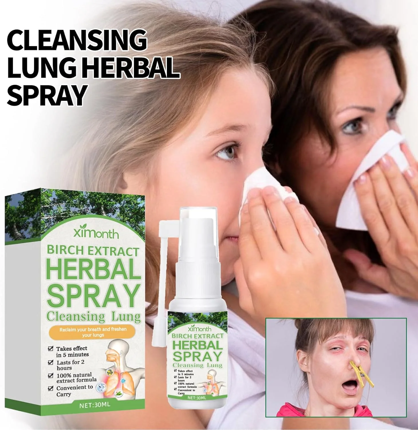 قطره عصاره برگ خرگوشک برای ریه، اسپری پاک کننده گیاهی ریه، تسکین دهنده ناراحتی تنفسی، رفع خلط، ترویج تنفس آسان تر، پاک کننده بینی و پشتیبانی از سم زدایی بدن، فرمول طبیعی 30 میلی لیتری