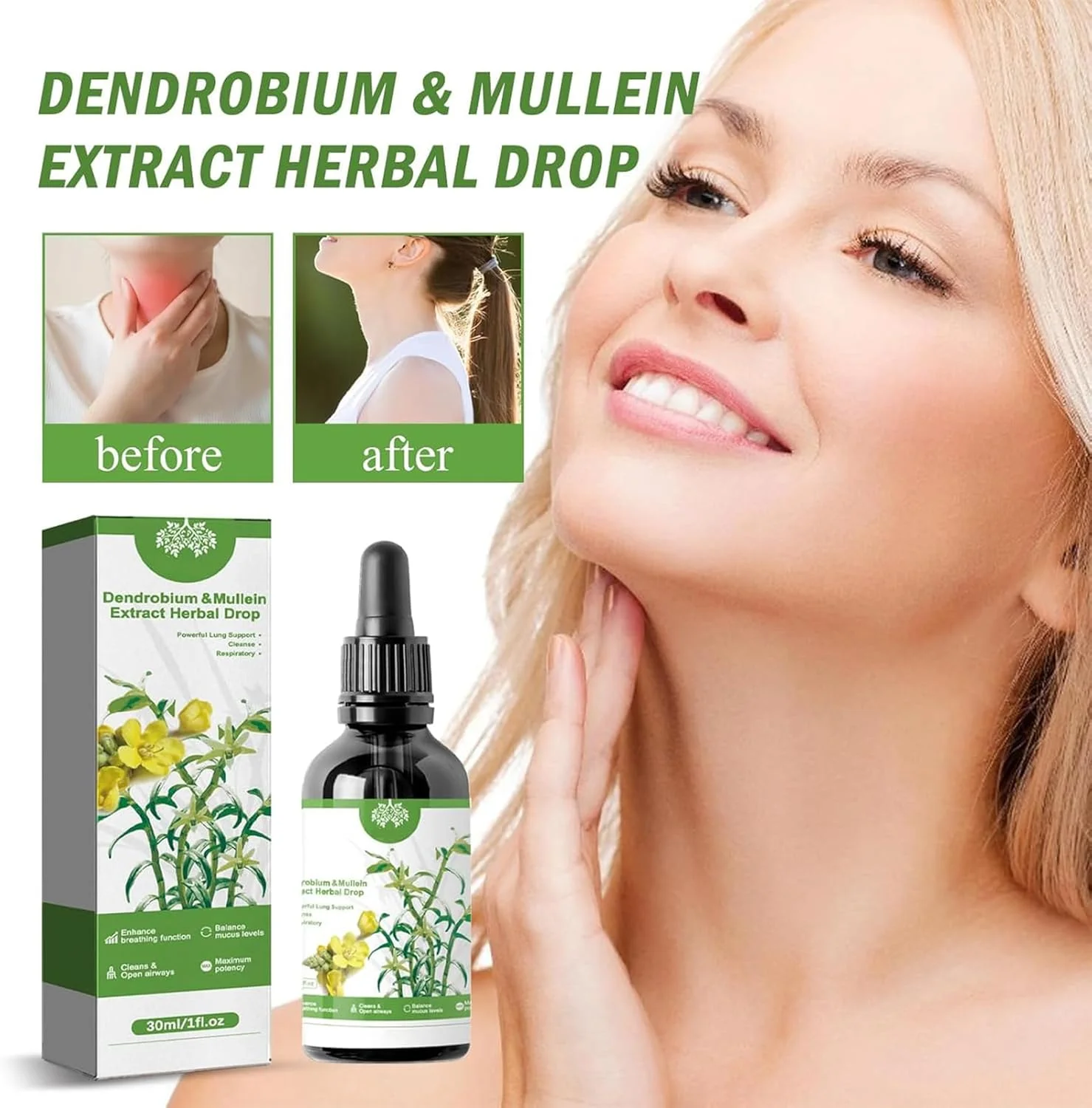 عصاره برگ خرگوشک برای ریه ها، عصاره دندروبیوم و خرگوشک Clearbreath، قطره های خرگوشک پاک کننده ریه، پشتیبانی قوی از ریه، پاکسازی سیستم تنفسی، اسانس مراقبت از بدن گیاهی، تنفس شفاف (30 میلی لیتر * 3)