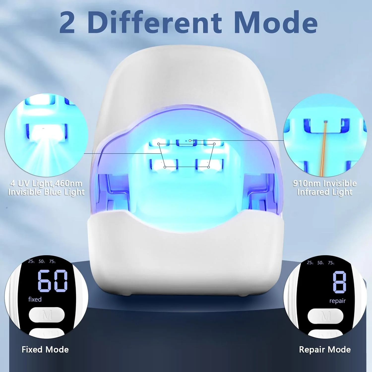 دستگاه تمیز کننده ناخن و قارچ ناخن 2 در 1 برای ناخن های دست، نور قارچ ناخن با نمایشگر دیجیتال برای ناخن های ضخیم و تغییر رنگ داده