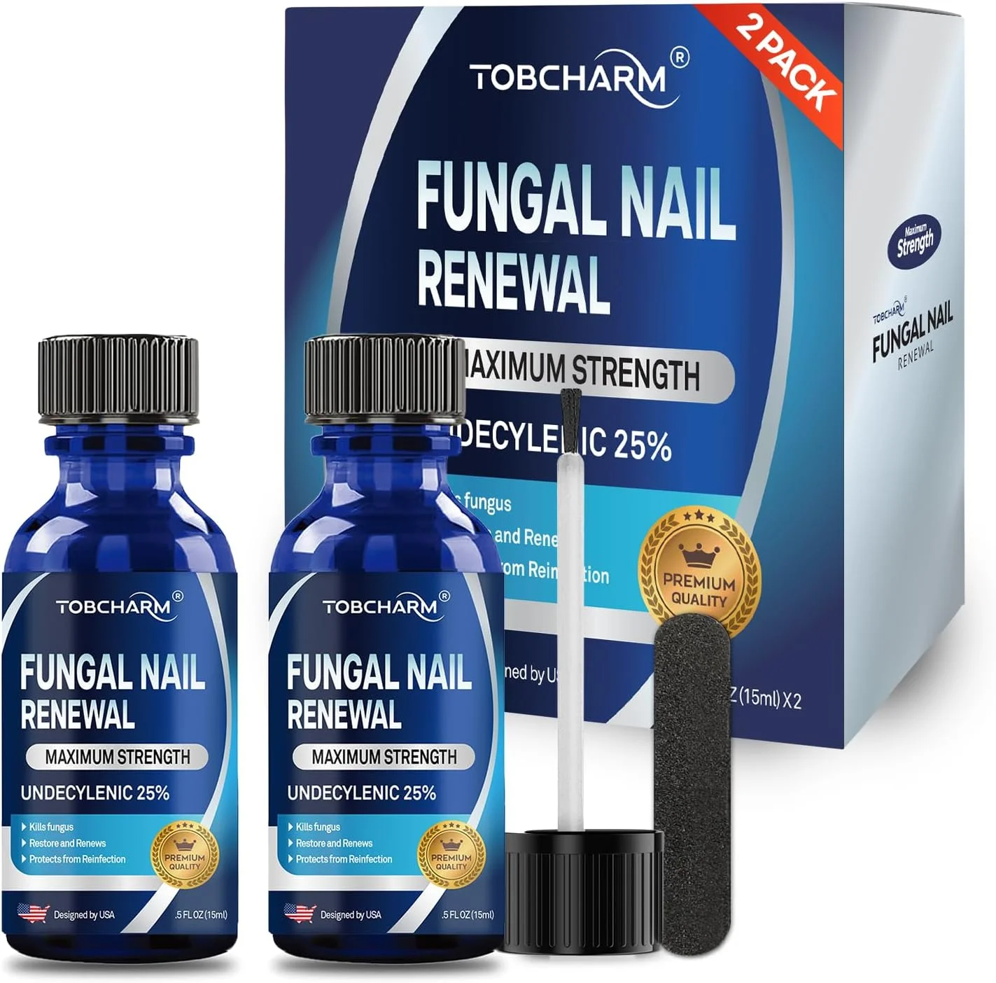 محلول درمان قارچ ناخن با قدرت مضاعف حاوی ۲۵% آندسیلنیک اسید و روغن درخت چای، درمان قارچ ناخن پا و ناخن دست، درمان ضد قارچ ناخن برای ناخن های آسیب دیده و ناخن های ضخیم پا - ۲ عدد