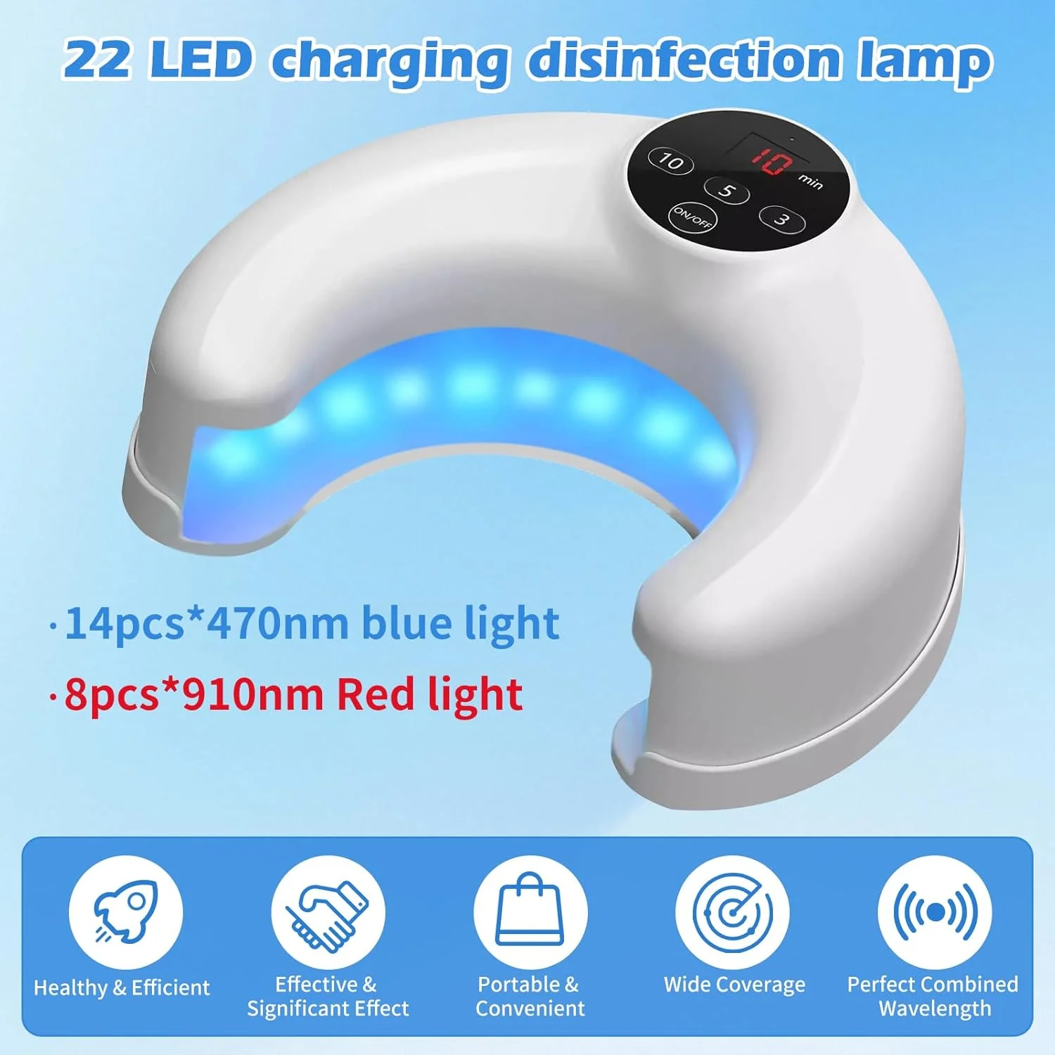 دستگاه لیزر ناخن، دستگاه درمان لیزری ناخن با 22 مهره LED قابل شارژ USB، دستگاه لیزر ناخن پا U شکل برای استفاده خانگی