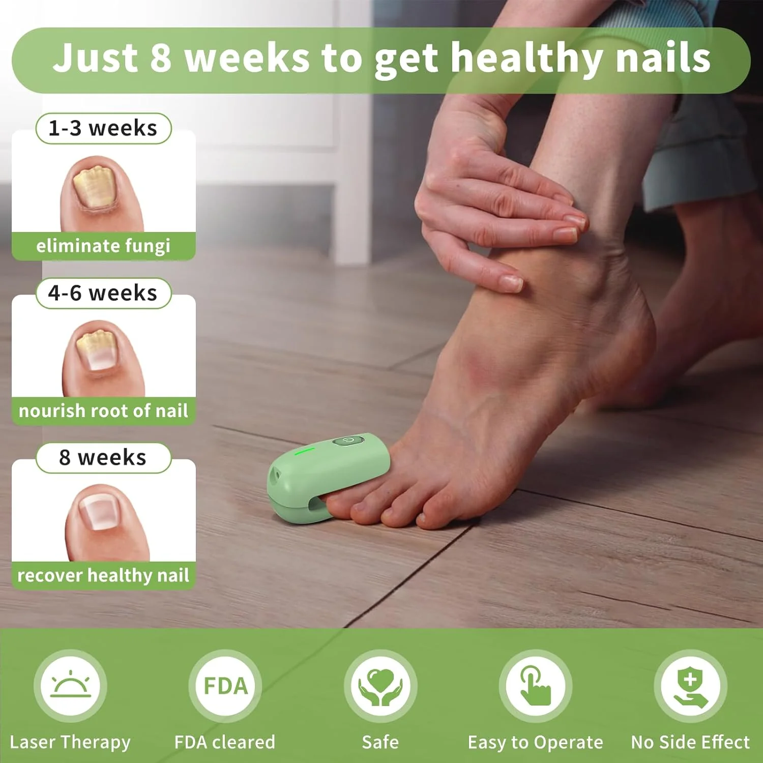 دستگاه لیزر درمان قارچ ناخن، دستگاه لیزر ضد قارچ برای ناخن پا و ناخن دست و اونیکومیکوز، نور آبی 470 نانومتر، نور قرمز 660 نانومتر و نور مادون قرمز 905 نانومتر (سبز)
