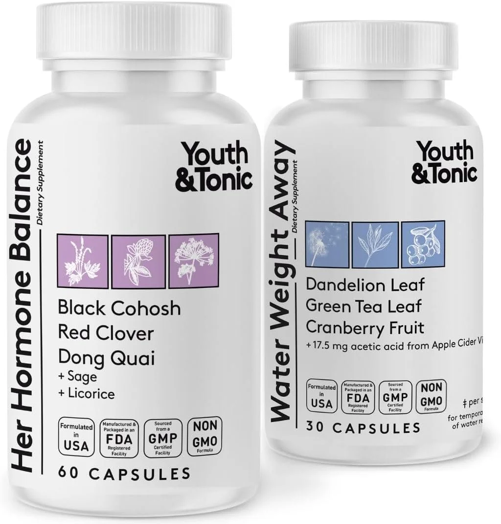 قرص های جوانی و تونیک برای احتباس آب در زنان و کپسول های تعادل هورمونی برای از بین بردن تورم و حفظ سطح هورمونی سالم در زنان | 30 + 60 کپسول