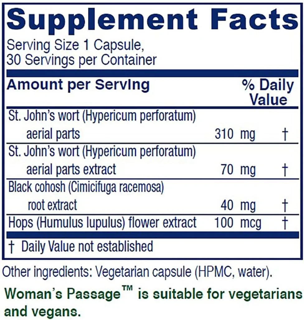 ویتانیکا، گذر زنانه، پشتیبانی دوران یائسگی، گیاهی، 30 کپسول