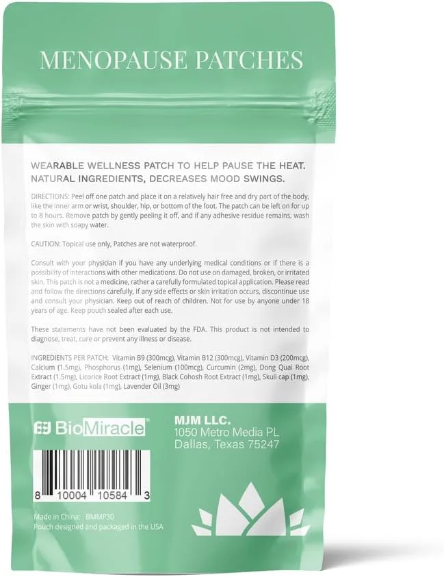 برچسب های تسکین دهنده طبیعی یائسگی بایو میراکل با رایحه اسطوخودوس، زنجبیل و گیاهان دارویی، آرامش بخش، وگان و بدون تست حیوانی (تکی)