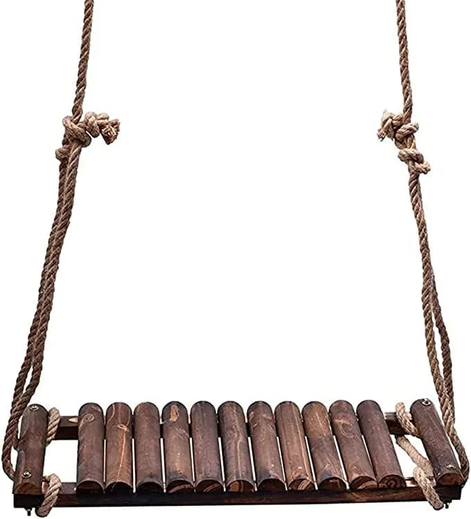 تاب چوبی روستیک - قهوه ای، 60x210x27 سانتی متر - تاب باغی برای کودکان و بزرگسالان