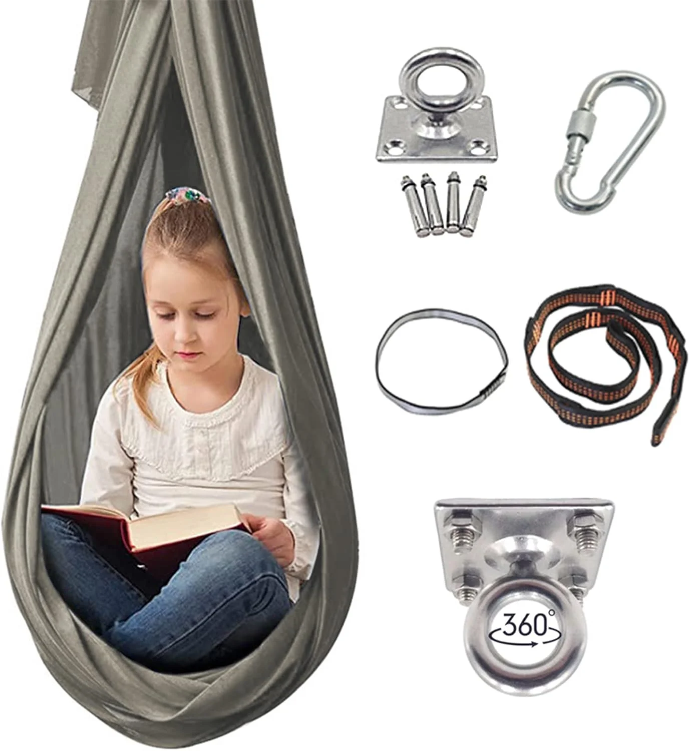 تاب حسی درمانی برای نوجوانان، تاب در آغوش گیرنده نوجوانان (شامل سخت افزار)، تخت آویز قابل تنظیم برای نوجوانان اوتیسم، ADHD، یکپارچگی آسپرگر