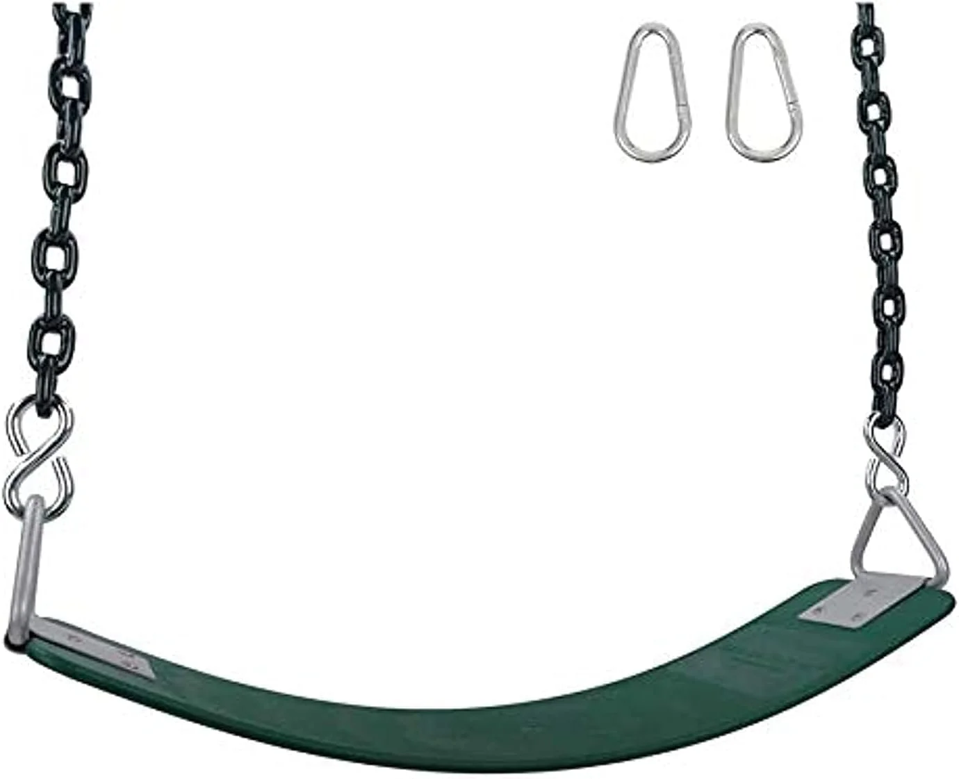 تاب بازی حیاطی برای کودکان و بزرگسالان با حلقه فلزی مثلثی، 2 زنجیر و قلاب (سبز)