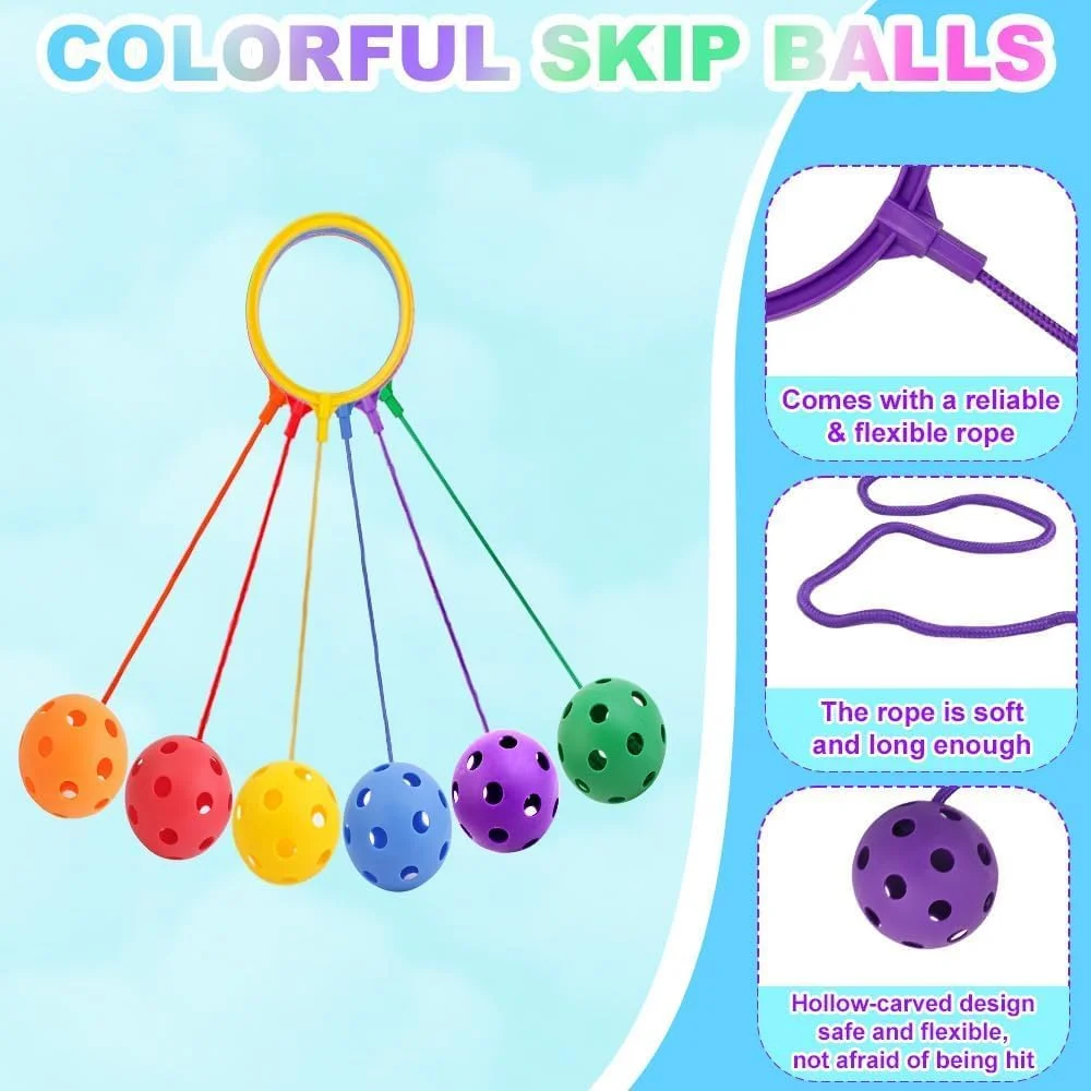 توپ های طناب زنی یلاژوی، 6 رنگ، قطر 15 سانتی متر، طناب های پرشی مچ پا، اسباب بازی های پرشی، توپ های ورزشی برای دختران و پسران، کلاس ورزش، زمین بازی خانگی، تمرین، چربی سوزی