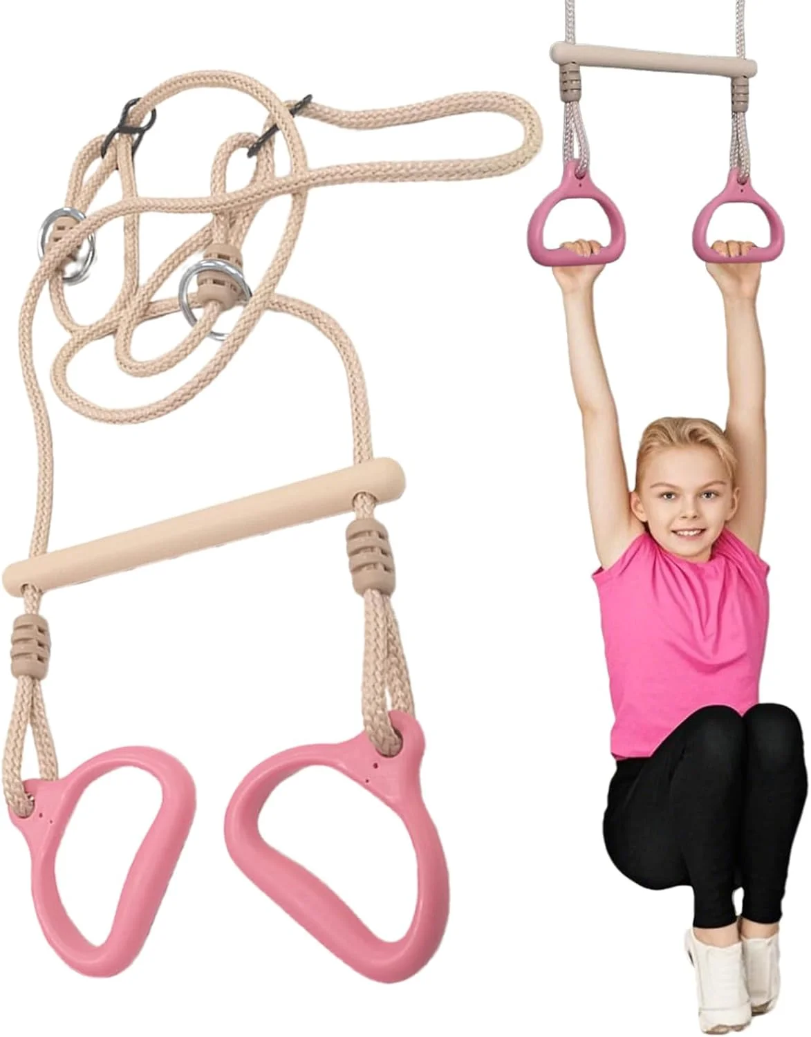 میله بارفیکس و حلقه های تاب بازی - حلقه های ارگونومیک بازی حسی برای کودکان، بزرگسالان، بازی در فضای باز، داخل خانه، حیاط خلوت کودکان