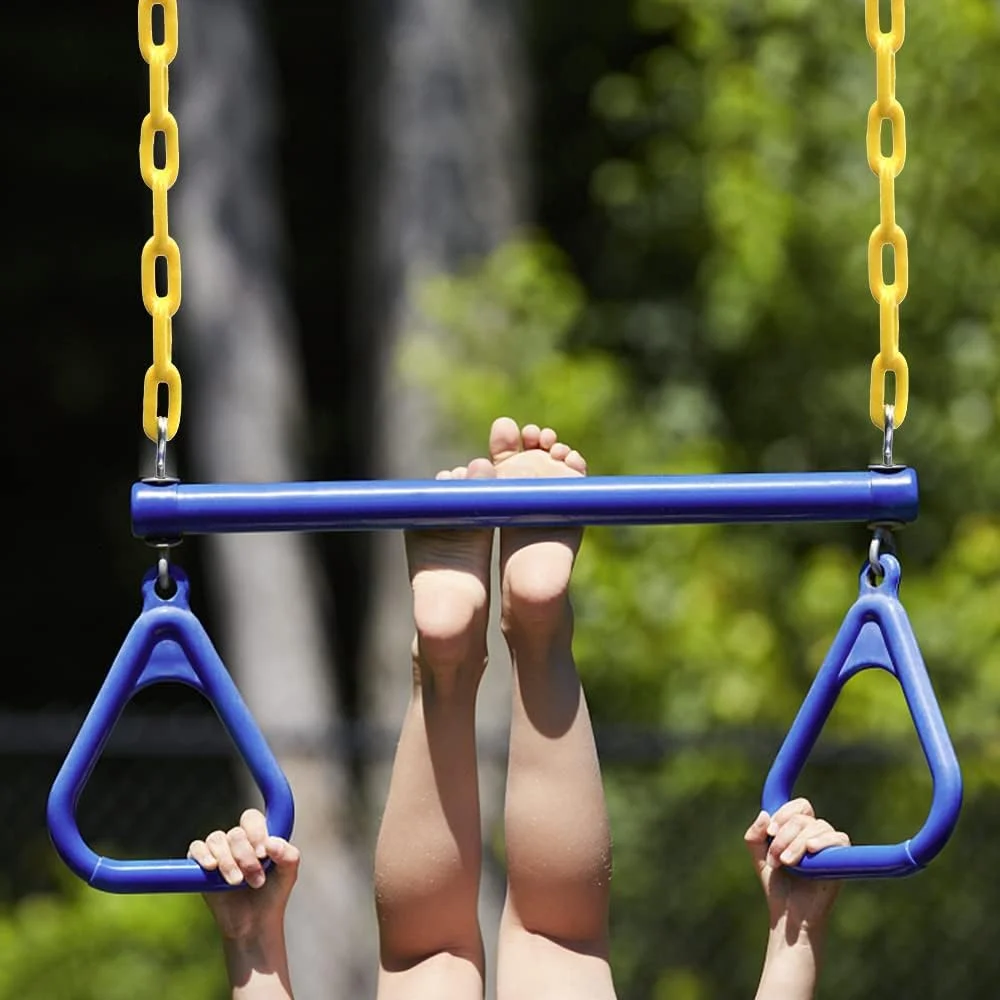 حلقه های میله بارفیکس ذوزنقه ای، لوازم جانبی تاب با زنجیرهای روکش دار برای حیاط خلوت