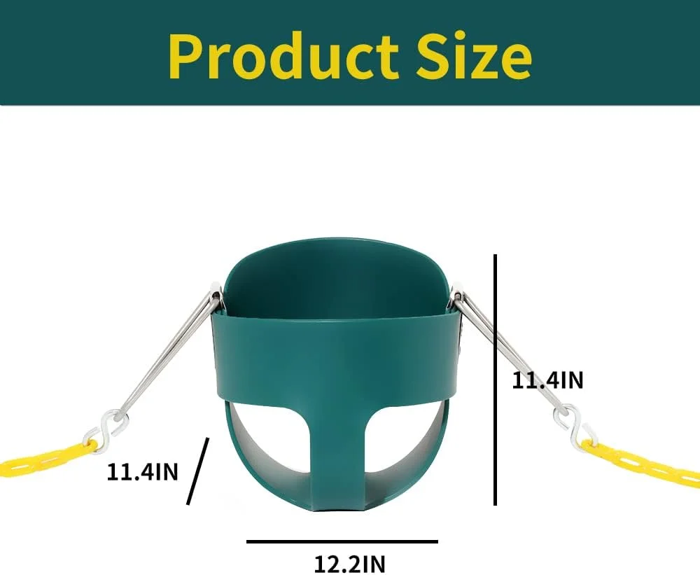 تاب صندلی سطلی پشتی بلند کودک با زنجیر روکش دار زرد - لوازم جانبی تاب