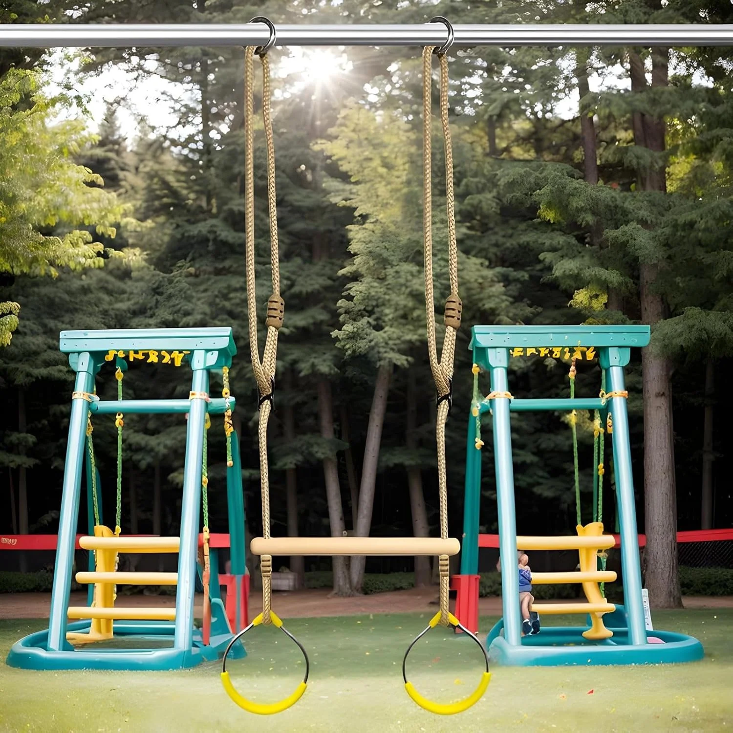 حلقه های تاب، حلقه های ست تاب بازی میمون برای حیاط خلوت - بازی تعادلی مسیر موانع میمون، تجهیزات زمین بازی حسی برای نوجوانان، دختران، پسران و کودکان