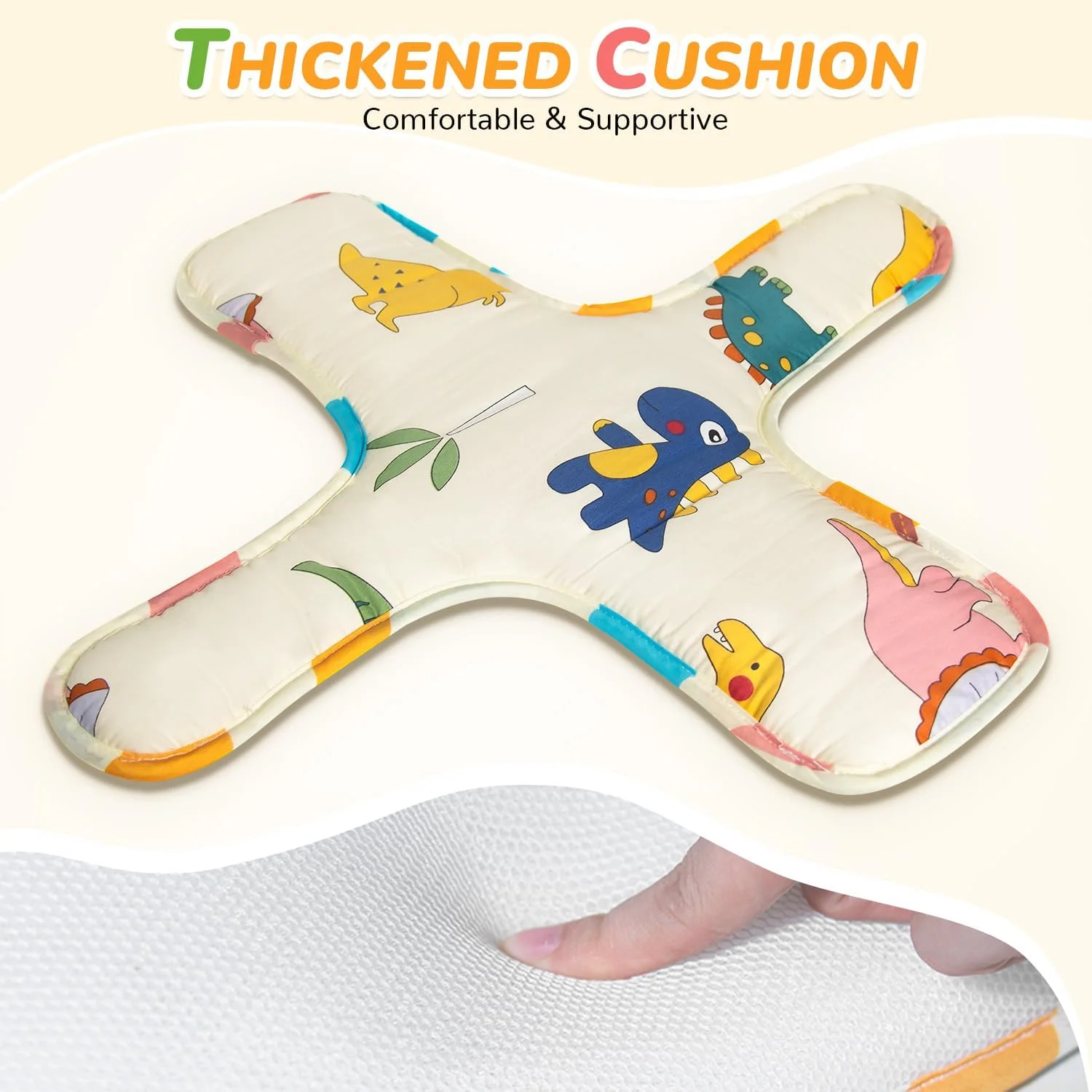 بالشتک تاب کودک - پد نشیمن تاب کودک FEISIKE سازگار با تاب سطلی پشتی بلند و مقاوم برای کودکان 1-3 ساله، جداشدنی و قابل شستشو (تاب شامل نمی شود)