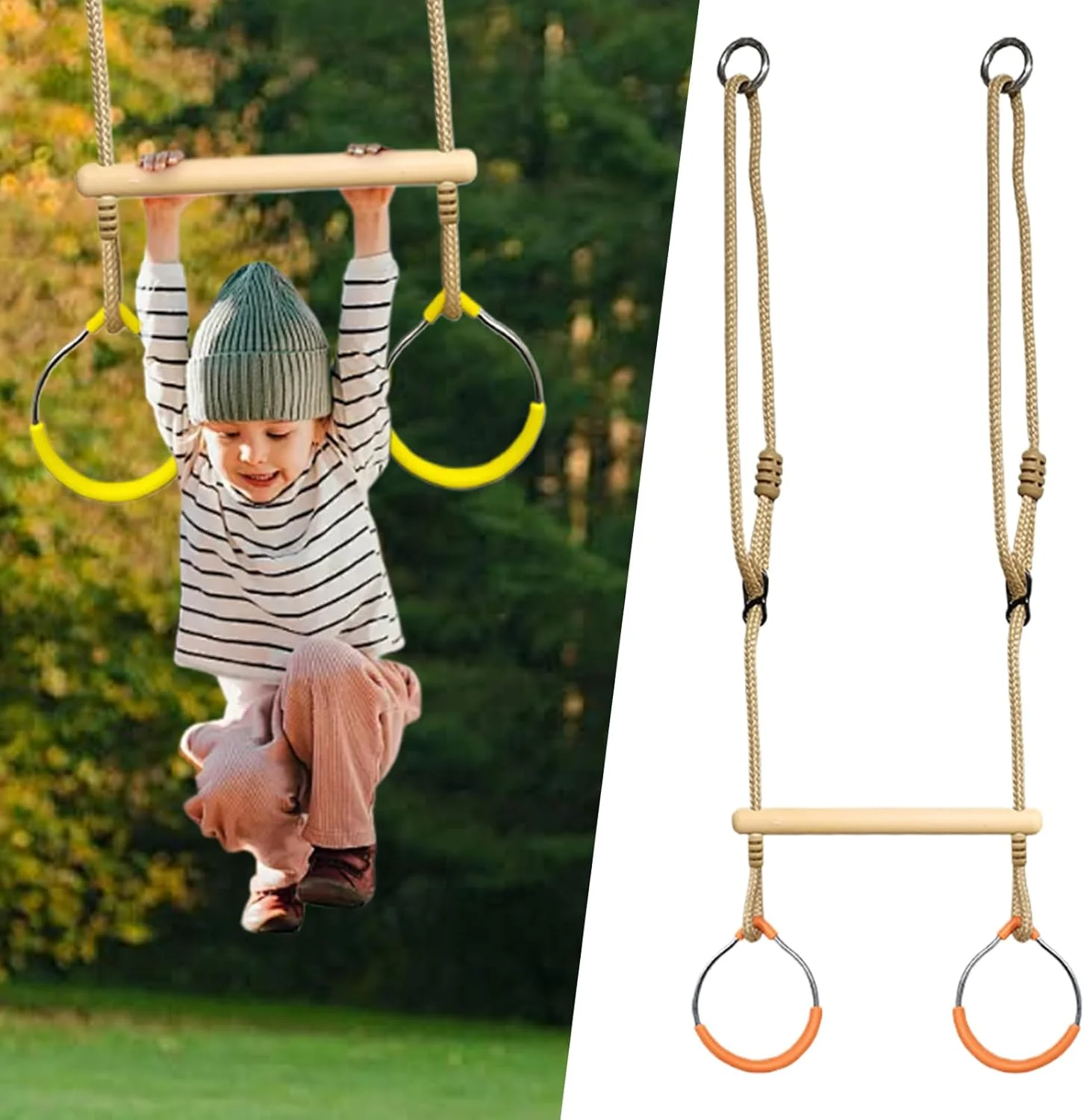 حلقه های تاب، حلقه های ست تاب بازی میمون برای حیاط خلوت - بازی تعادلی مسیر موانع میمون، تجهیزات زمین بازی حسی برای نوجوانان، دختران، پسران و کودکان