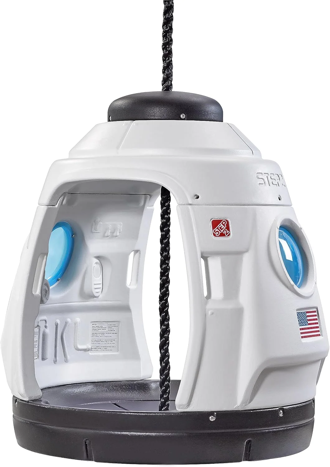 تاب کپسول فضایی Step2 برای کودکان نوپا، طرح موشک فضایی مناسب برای 2 کودک، بازی در فضای داخلی و خارجی، طناب های مقاوم در برابر آب و هوا، مونتاژ آسان