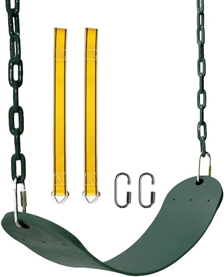 تاب بازی X AINGYU با تحمل وزن 300 کیلوگرم، زنجیرهای 175 سانتی‌متری ضد زنگ با روکش پلاستیکی، بندهای آویز درخت 60 سانتی‌متری و سگک‌های قفل‌دار، مناسب فضای باز و تاب بازی درختی (سبز)