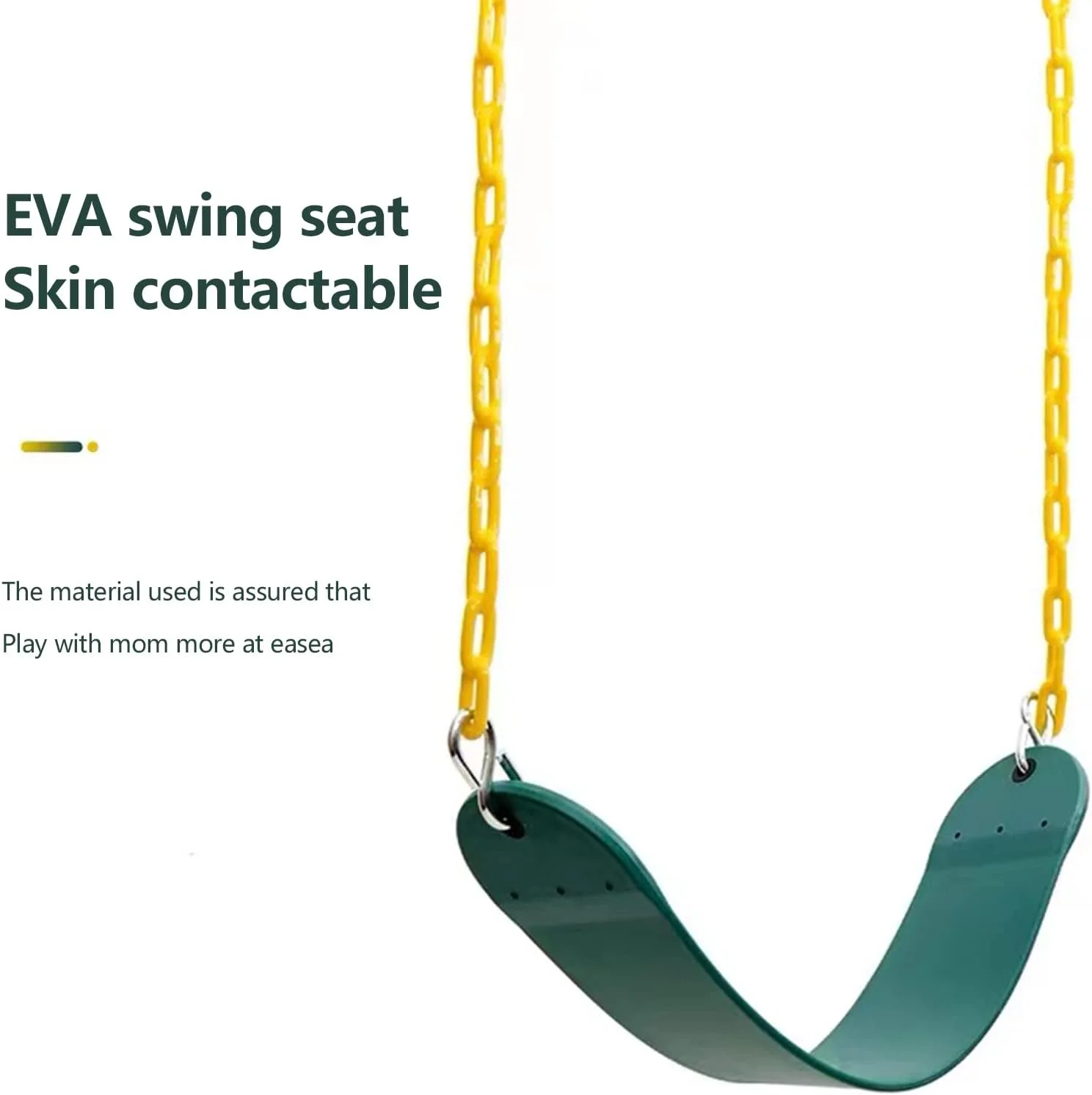 تاب بازی X AINGYU با تحمل وزن 300 کیلوگرم، زنجیرهای 175 سانتی‌متری ضد زنگ با روکش پلاستیکی، بندهای آویز درخت 60 سانتی‌متری و سگک‌های قفل‌دار، مناسب فضای باز و تاب بازی درختی (سبز)