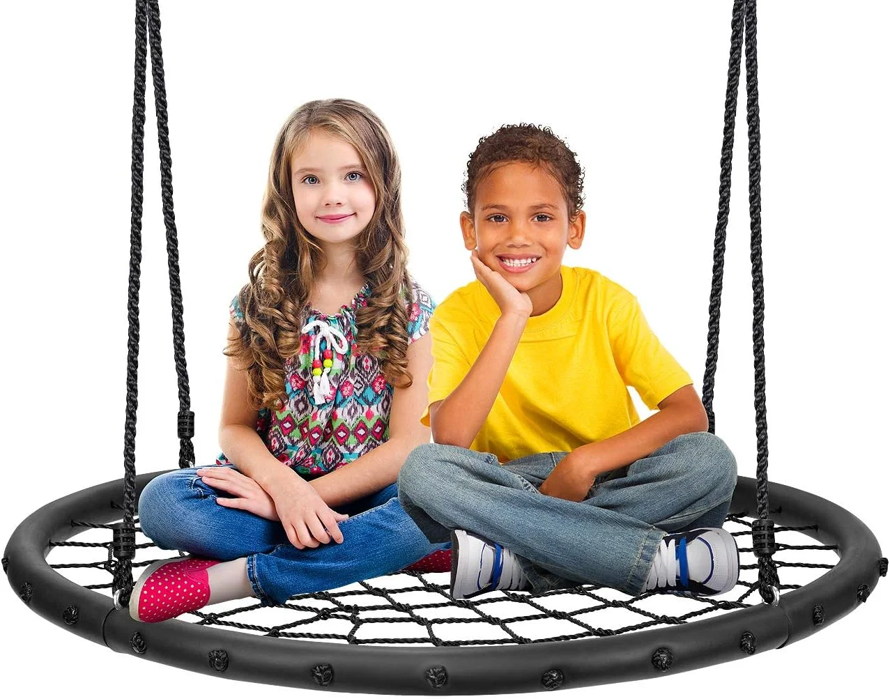 تاب سورتمه ای درختی سوربوس - تاب گرد دیسکی فضای باز کودکان - صندلی 40 اینچی با تحمل وزن بالا 220 پوند - نصب آسان تاب دایره ای تار عنکبوتی - ایده آل برای هدیه، زمین بازی، تولد، کریسمس، تاب لاستیکی سرپوشیده/فضای باز