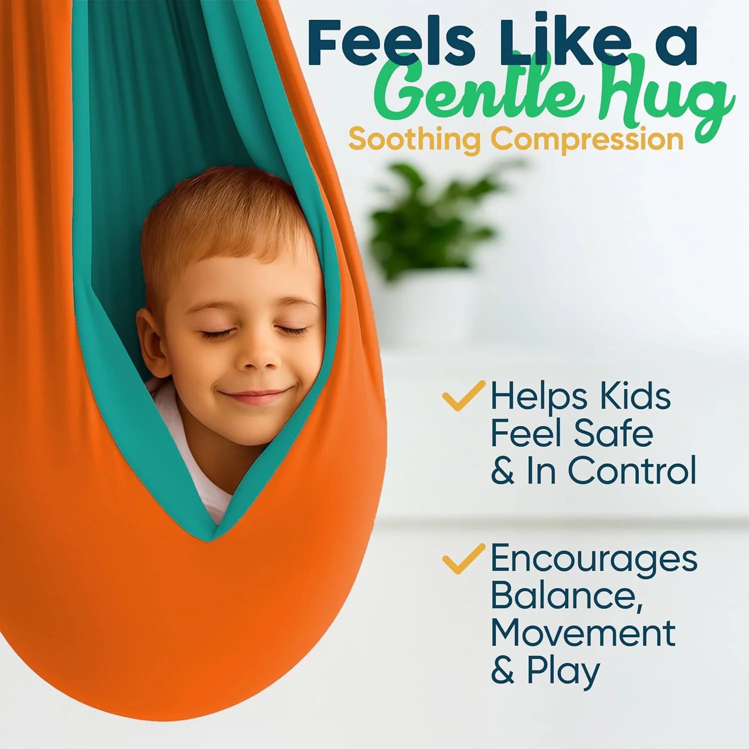 تاب حسی برای کودکان مبتلا به اوتیسم و ​​بیش فعالی - تاب درمانی داخلی/خارجی با سخت افزار 360 درجه - تحمل وزن 100 کیلوگرم - ننو فشاری آرامش بخش برای تمرکز، آرام کردن و تنظیم