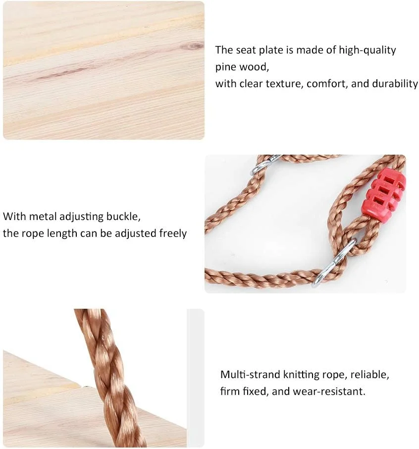 تاب چوبی شانریا، تاب سرپوشیده و فضای باز، صفحه تاب مجموعه لوازم جانبی، تاب چوبی آویزان برای حیاط باغ (متوسط، آبی)