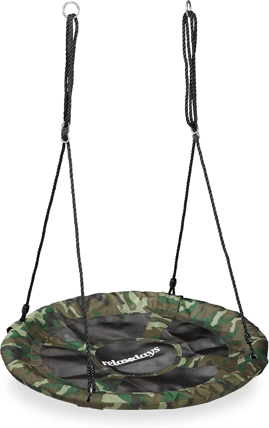 تاب بازی لانه ای استتاری Relaxdays، تاب گرد، برای کودکان و بزرگسالان، تحمل وزن تا 100 کیلوگرم، مناسب باغ، قطر 90 سانتی متر، سبز تیره