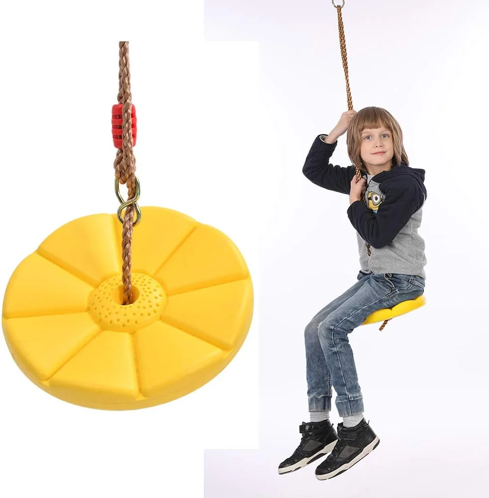 طناب تاب درختی با سکو برای کودکان (۹۰ کیلوگرم، زرد)