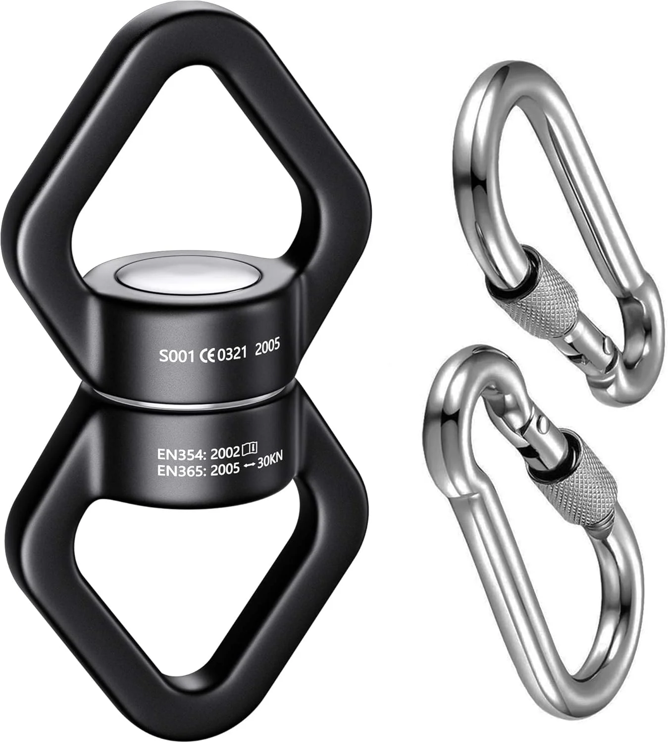 چرخشی تاب با 2 قلاب، دستگاه ایمنی چرخشی 30KN، چرخش 360 درجه برای یوگای هوایی، آویزان کردن تخت آویز، تاب درختی، صخره نوردی، لوازم جانبی آویزان داخلی و خارجی، آویز تاب سنگین