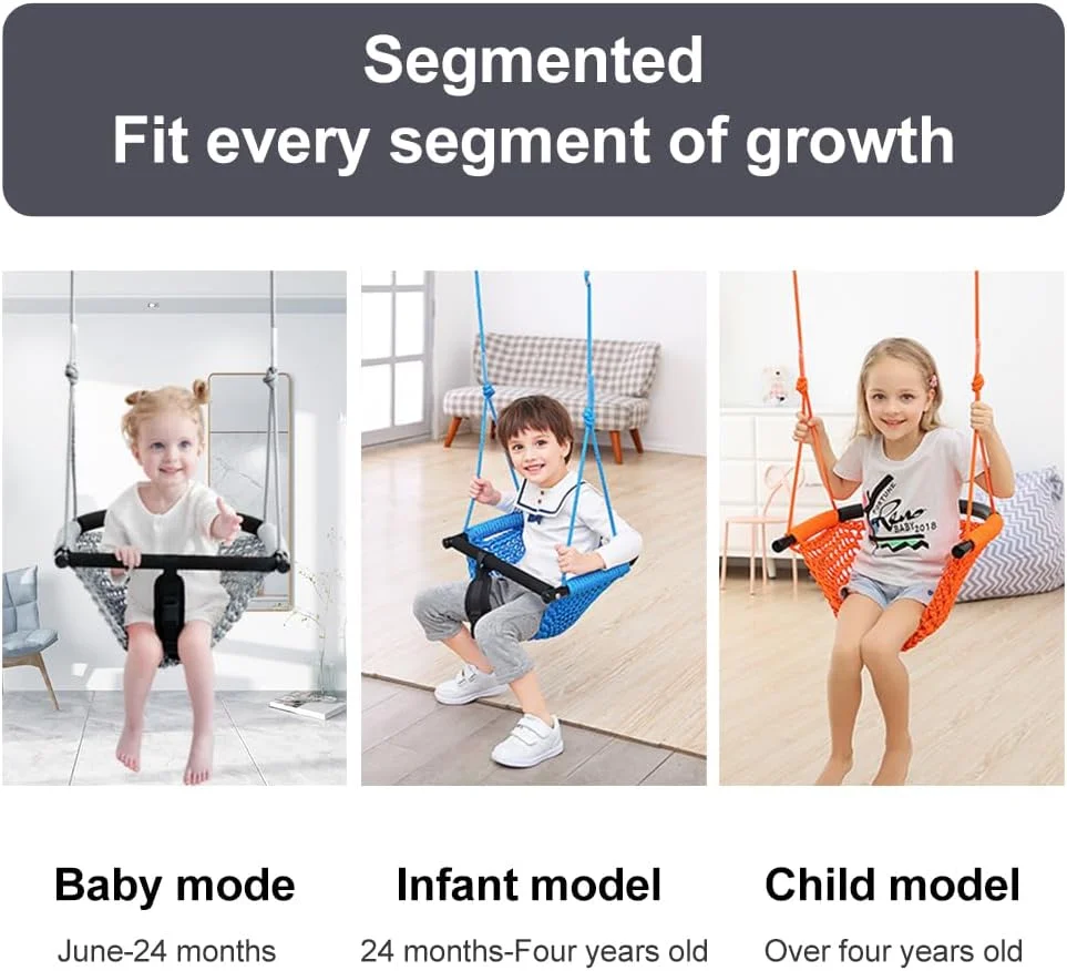 تاب بازی 2 در 1 کودک، تاب بازی کودک نوپا، صندلی تاب بازی برای کودکان با طناب های قابل تنظیم، تاب بازی برای حیاط خلوت، برای فضای باز و سرپوشیده، حیاط خلوت. محصول ارتقا یافته (خاکستری)