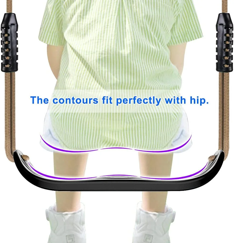 تاب پلاستیکی SELEWARE، تاب بازی با طناب قابل تنظیم و 2 کارابین، لوازم جانبی تاب بازی سنگین برای کودکان در فضای داخلی، فضای باز، حیاط خلوت، مشکی