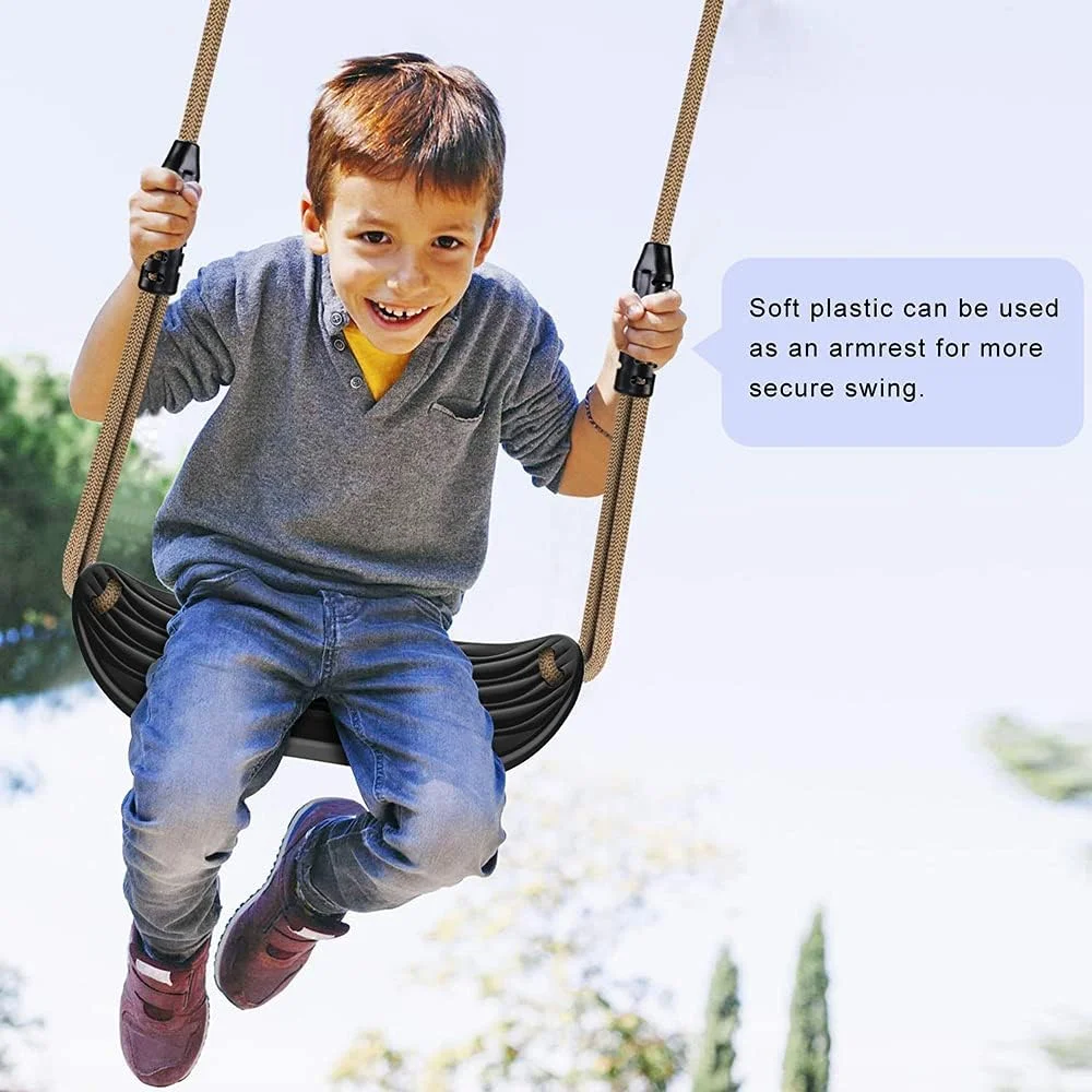 تاب پلاستیکی SELEWARE، تاب بازی با طناب قابل تنظیم و 2 کارابین، لوازم جانبی تاب بازی سنگین برای کودکان در فضای داخلی، فضای باز، حیاط خلوت، مشکی