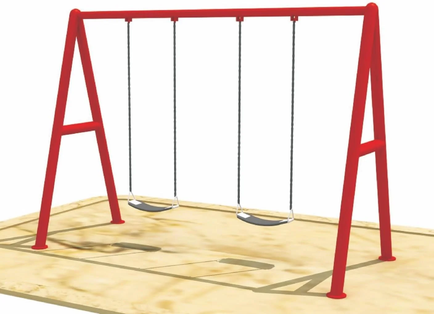 تاب بازی فلزی دو نفره مناسب فضای باز برای کودکان به همراه 2 صندلی معمولی، تجهیزات زمین بازی، ابعاد 220 * 130 * 200 سانتی متر