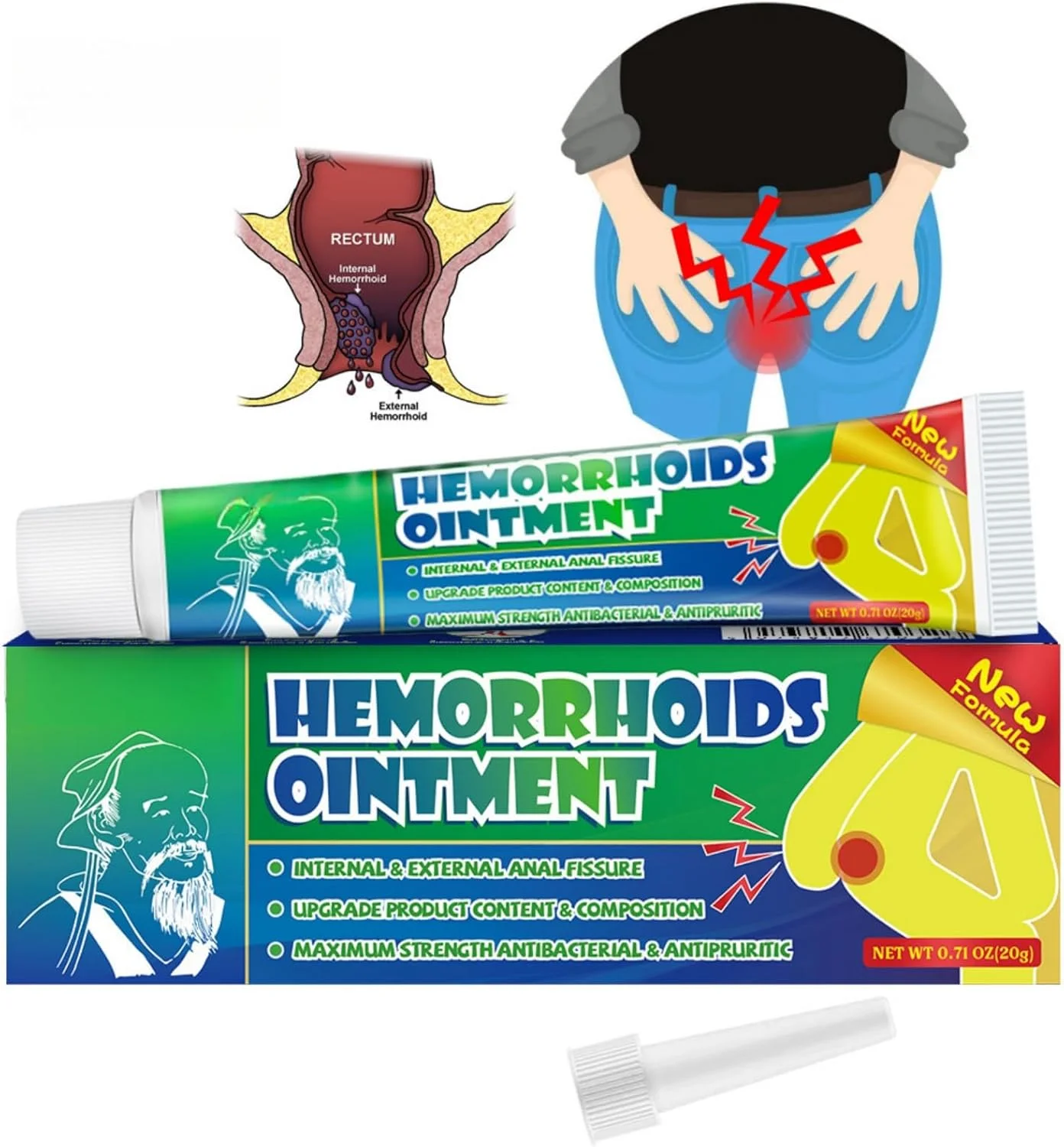 پماد هموروئید 20 گرمی، ضد خارش و تسکین دهنده با اپلیکاتور دقیق برای تورم، ناراحتی، مدیریت هموروئید، فرمول تسکین دهنده، درمان هموروئید برای مراقبت روزانه