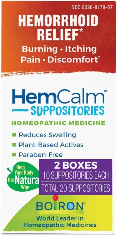 شیاف های هموکالم بورون برای تسکین درد، خارش، تورم یا ناراحتی ناشی از هموروئید - 10 عدد (بسته 2 عددی)
