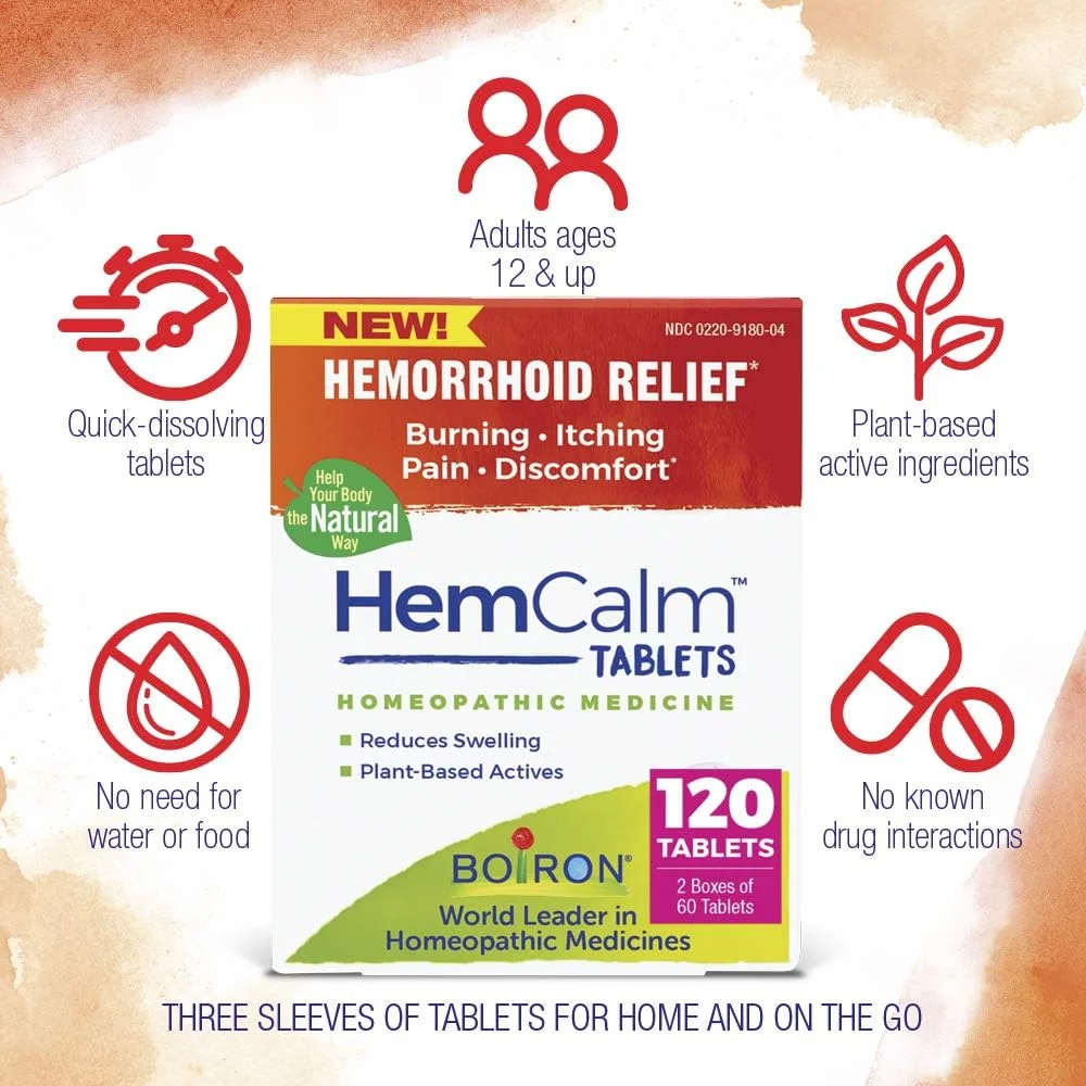 قرص های هم کلالم بورون برای تسکین درد، خارش، تورم یا ناراحتی ناشی از هموروئید - 120 عدد (بسته 1 عددی)