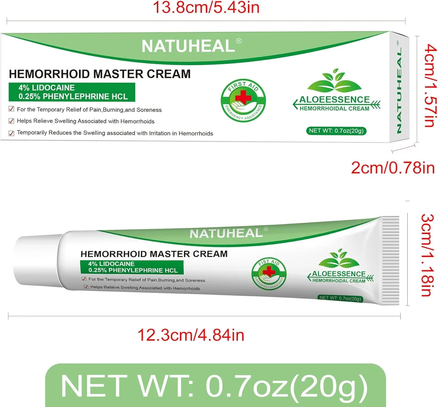 کرم 20 گرمی، کمک به کاهش ناراحتی و تسکین خارش آزاردهنده، کاهش اندازه و تسکین حداکثری درد