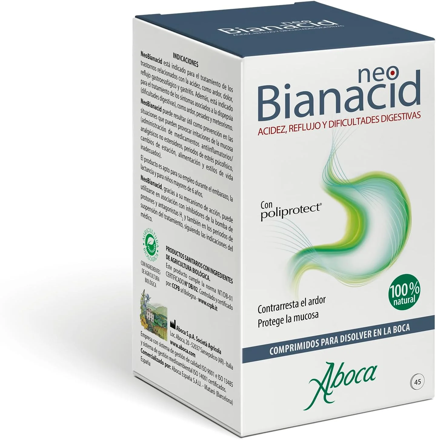 آبوکا نئوبیاناسید. تسکین سوزش معده. 45 قرص جویدنی. رفلاکس اسید و سوء هاضمه - ضد اسید قوی