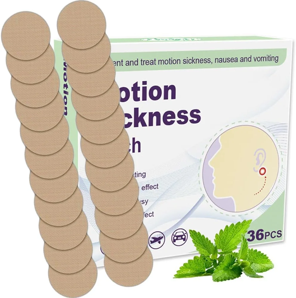 36 عدد برچسب ضد سرگیجه، برچسب طراوت بخش ضد تهوع، تسکین دهنده سرگیجه، مناسب برای مسافرت با ماشین، کشتی یا هواپیما