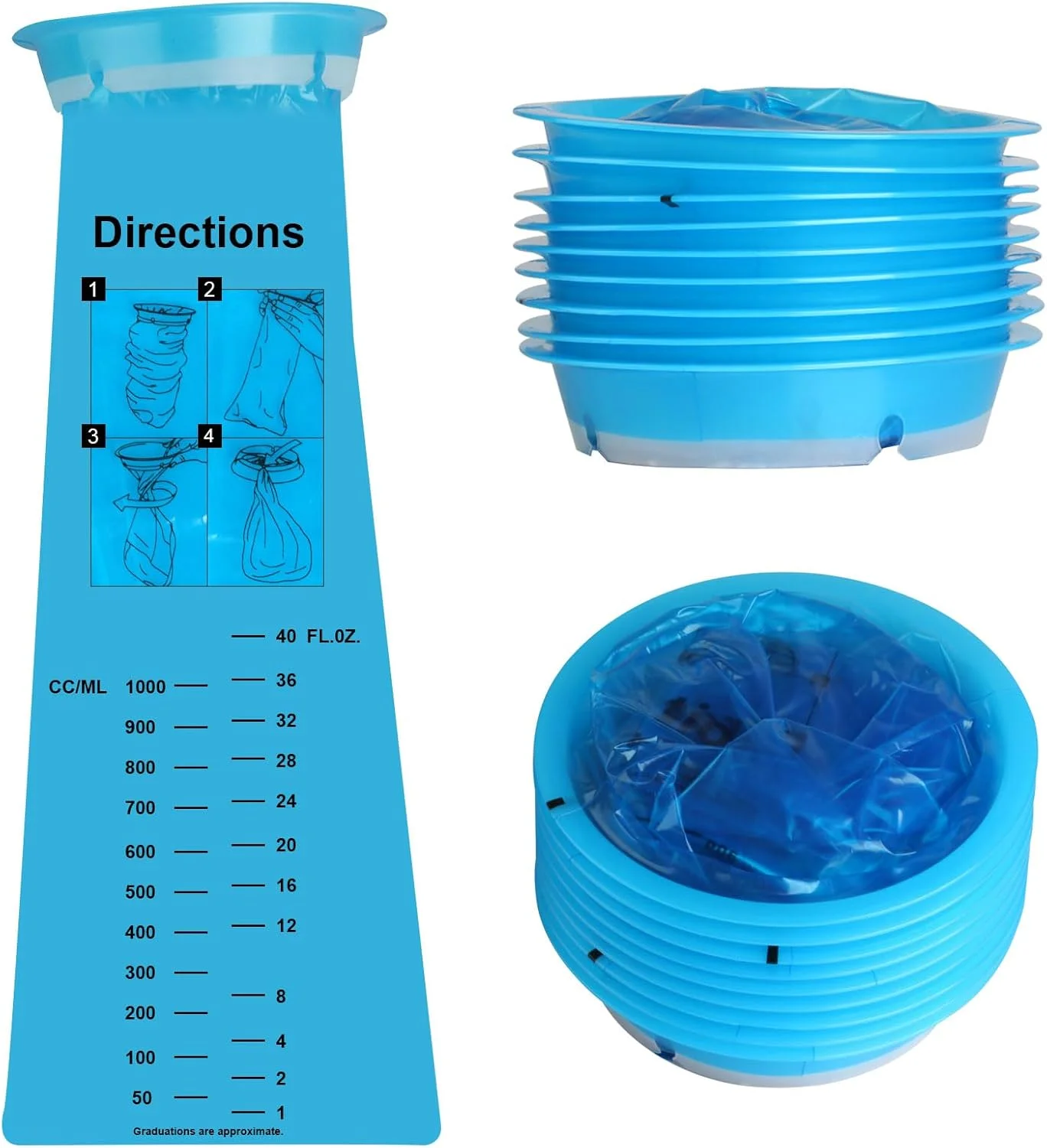 30 عدد کیسه حالت تهوع برای مسافرت با خودرو، کیسه های استفراغ قابل حمل 1000 میلی لیتری با چگالی بالا و ضد نشت برای زنان، مردان، بارداری، مسافرت با خودرو، اتوبوس، هواپیما (آبی)